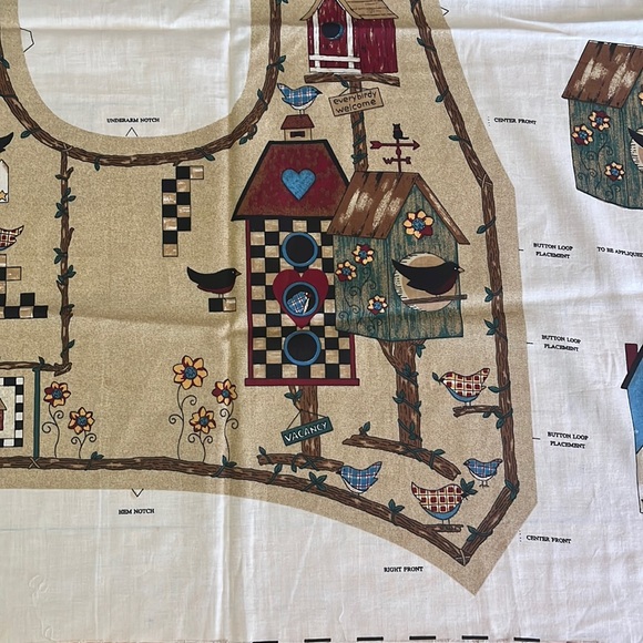 Birdhouse Bungalow Vest Fabric Panel - Picture 6 of 7